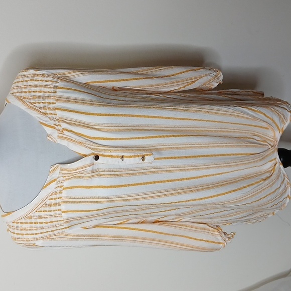 Retrology womens orange scrunchy striped blouse size small - Picture 2 of 16